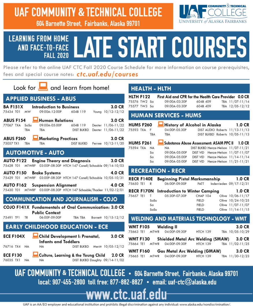 Late Start Courses - Fall 2020