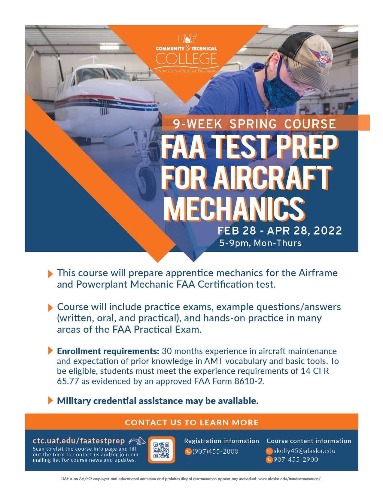 CTC to offer FAA Test Prep Spring course for military and civilian